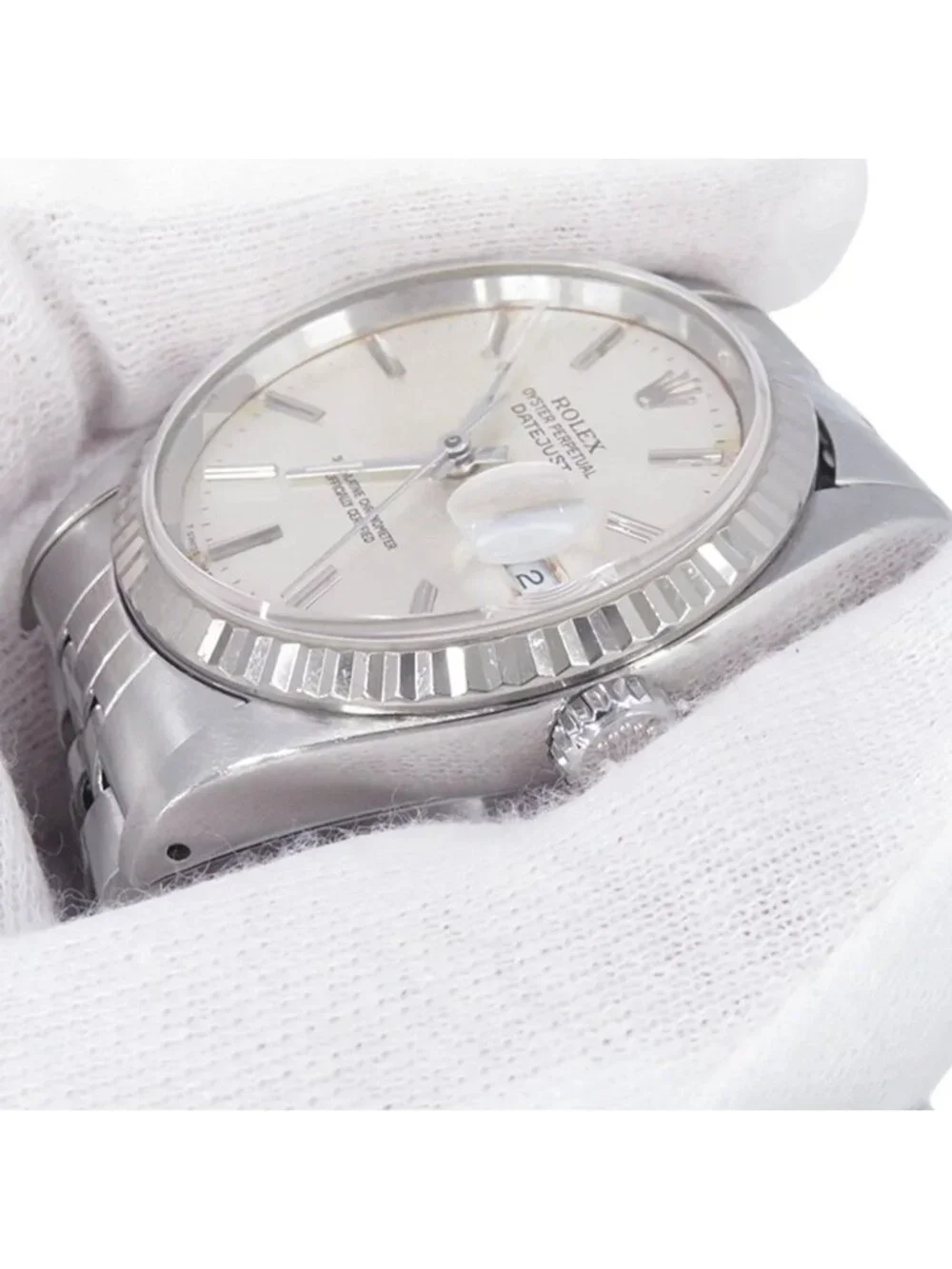 Rolex Datejust 36 SS 18k White Gold Watch Silver Dial
